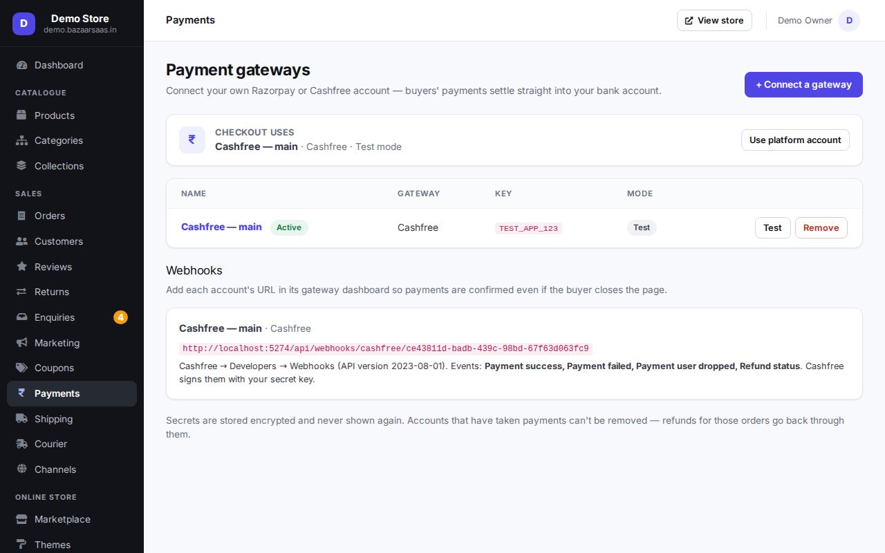 Payments: connect your own gateway